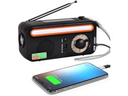 Rádio Solar 2000mah, Rádio Noaa/am/fm Com Lanterna Led, Alerta Automático De Furacão Brilvibera (preto)