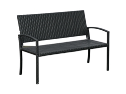 Banco Polirratã Aço Preto 122x60x87cm 2 Lugares