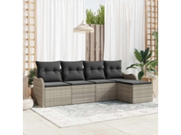 Vidaxl Conjunto De Sofá De Jardim Com Almofada 5 Pcs Cinzento-claro