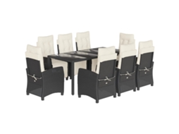 Garden Dining Set, Garden Dining Sets Vidaxl Preto Rattan / Vime (190 Cm Table Length)
