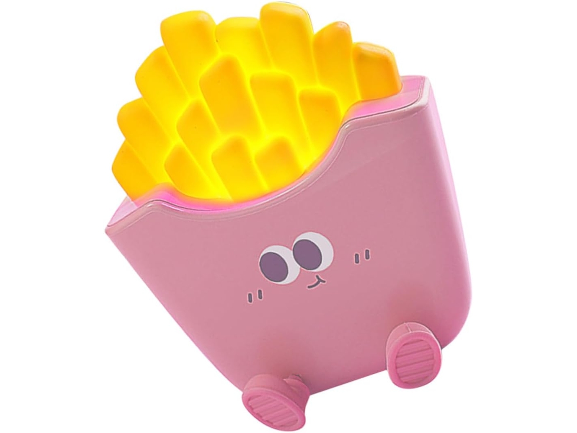 Luminária Noturna Em Formato De Batata Frita Rosa Desenho Animado Com