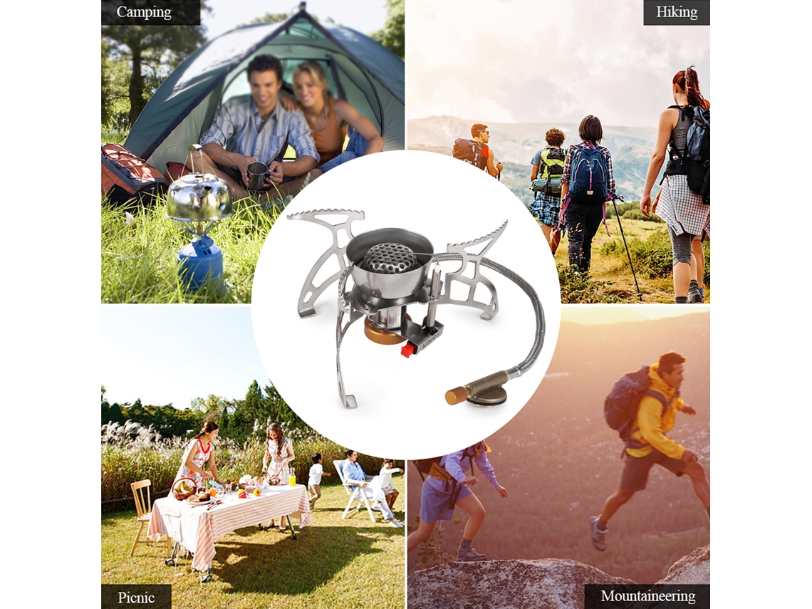 Estufa de Camping Plegable a Gas com Ignição Piezo