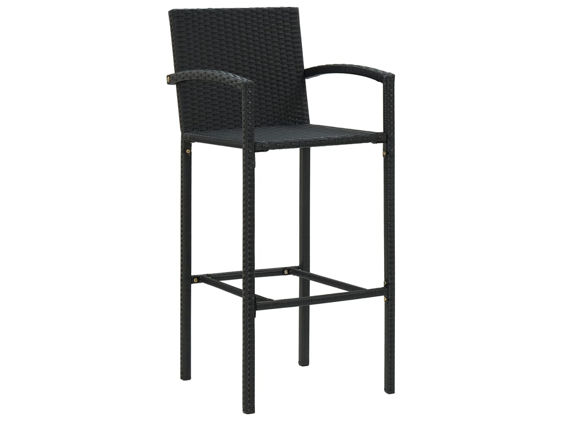 Bancos de Bar 4 Pcs Vime Pe Preto MAISON EXCLUSIVE