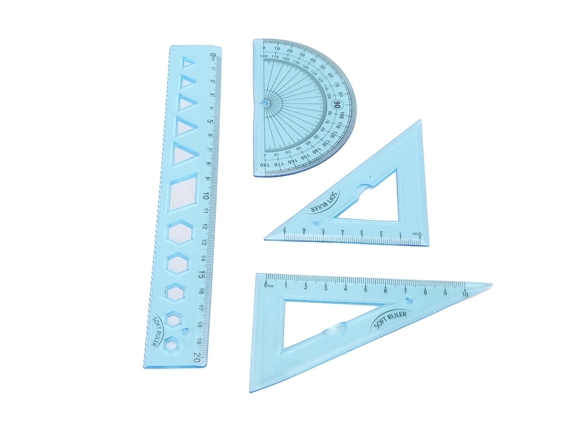 Kit De Réguas Transparentes, Ferramentas Medição Ângulos Azuis, Para