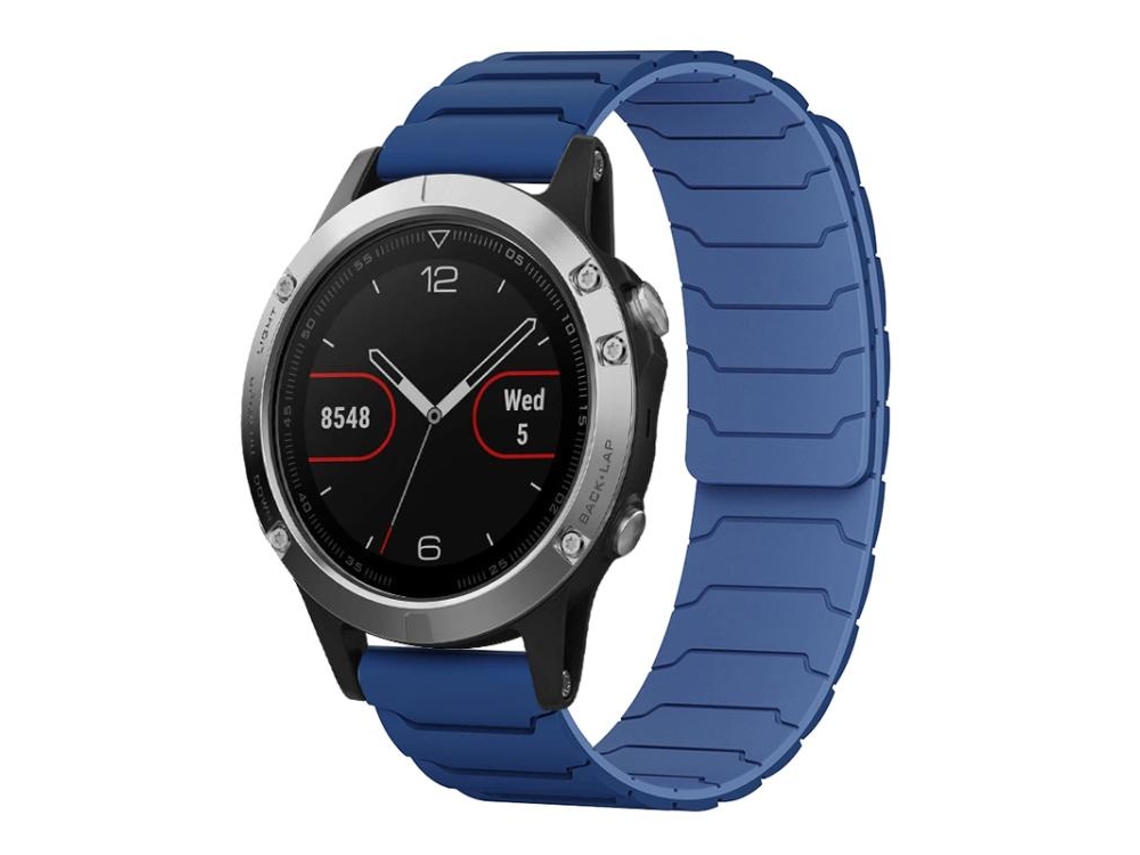 Bracelete Para Garmin Fenix 8 / 7 / 6 / 5 (22mm) - Silicone Magnético Azul Marinho
