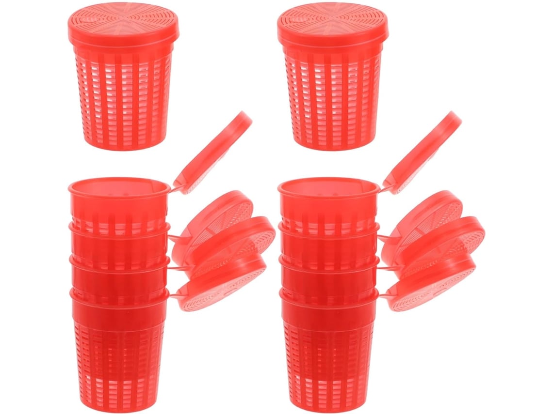 Pacote Com 10 Gaiolas De Isca De Plástico Vermelho