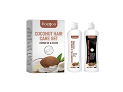 Shampoo e Condicionador Reparador de Leite de Côco Hoegoa para Cabelo Sedoso e Alisado LAXISCREED