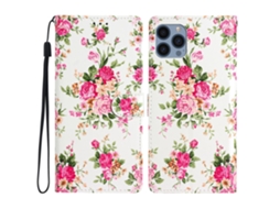 Capa Pega Flores Para Iphone 15 Pro Pele Sintética Vermelho