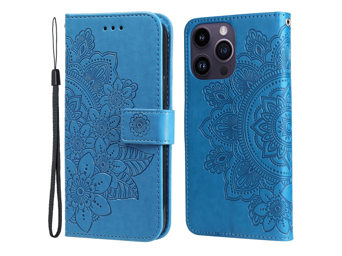 Capa Padrão Flores Para Iphone 15 Pro Max Pele Sintética Multicor