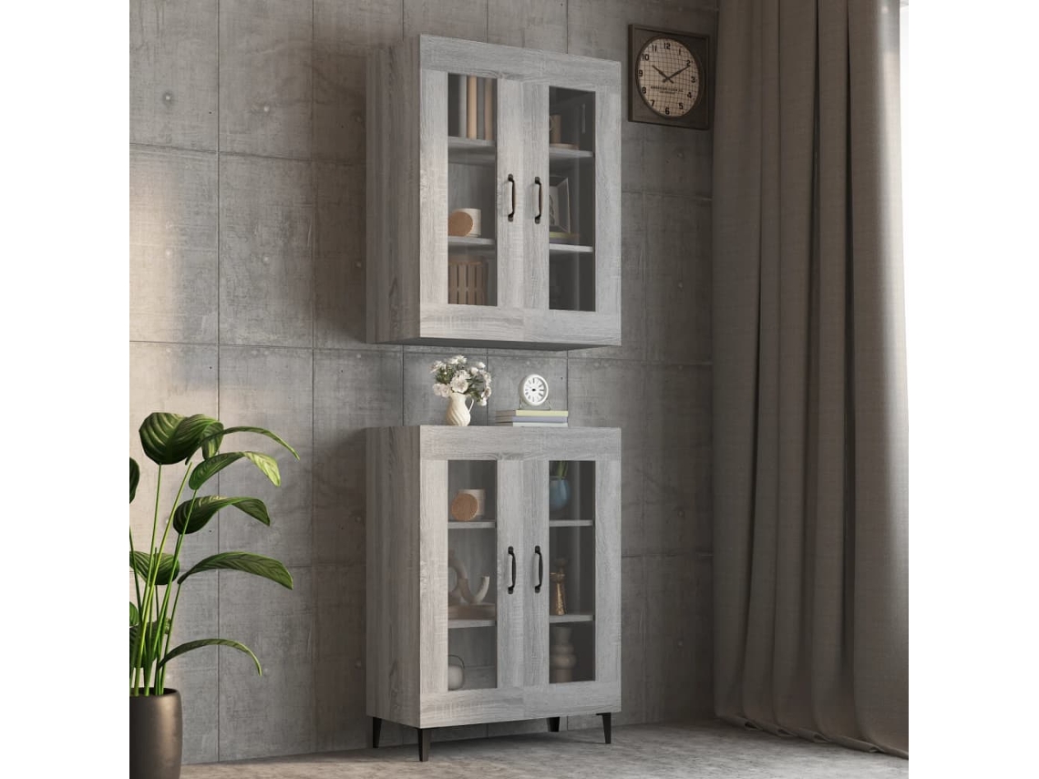 Vidaxl Armário De Parede Suspenso 69,5x34x90 Cm Sonoma Cinza