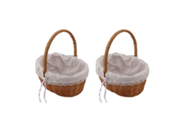 2pcs cestas de rattan com alça, cestas de flores para casamento e decoração de lar, armazenamento tecido S/MARCA