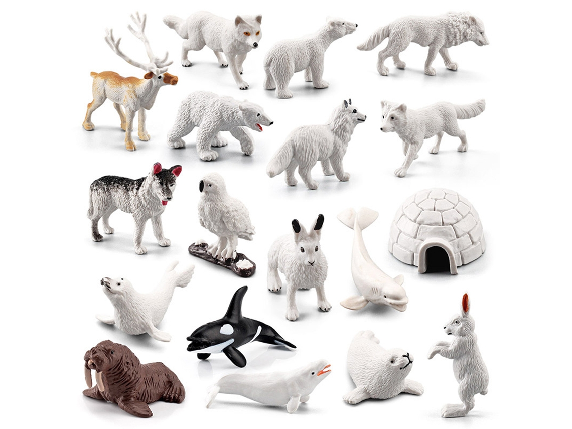 Conjunto De 18 Bonecos De Animais Do Ártico Com Igloo Para Crianças