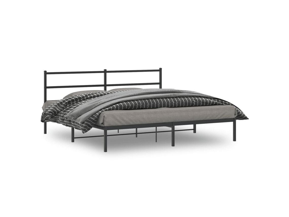 Vidaxl Estrutura De Cama Em Metal Com Cabeceira 180x200 Cm Preto