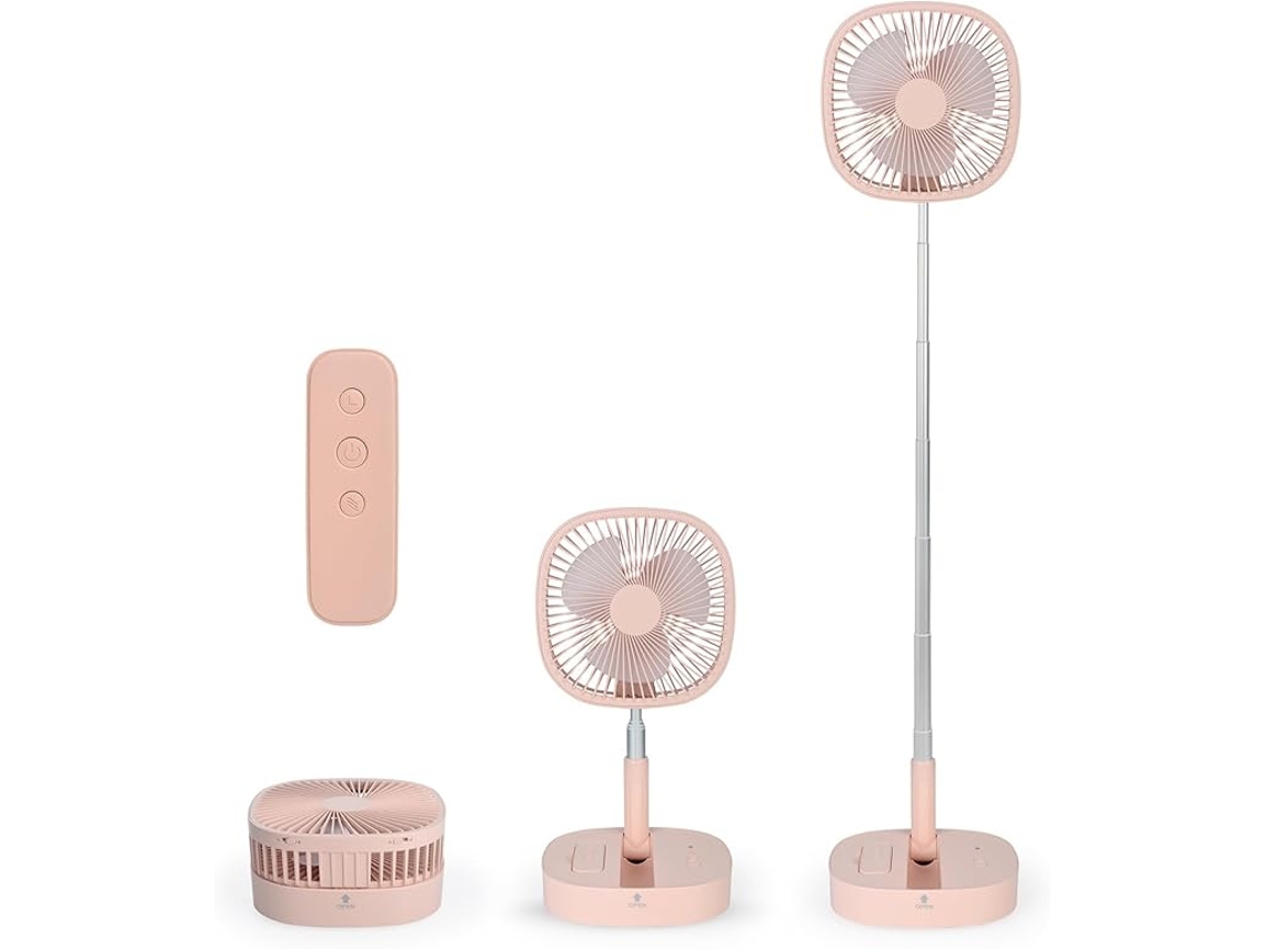 Ventilador Oscilante Portátil, Dobrável, Bateria Recarregável De 7200mah, Temporizador Com Controle Remoto Rosa Siurn