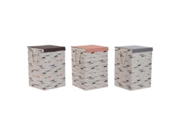 Cesto de Roupa Suja DKD HOME DECOR com Tampa Poliéster 36 X 36 X 55 Cm 3 Unidades