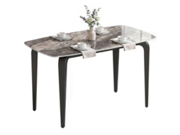 Mesa Para 4 Pessoas, 130x70 Cm, Moderna Com Tampo Em Pedra Sinterizada, Marrom