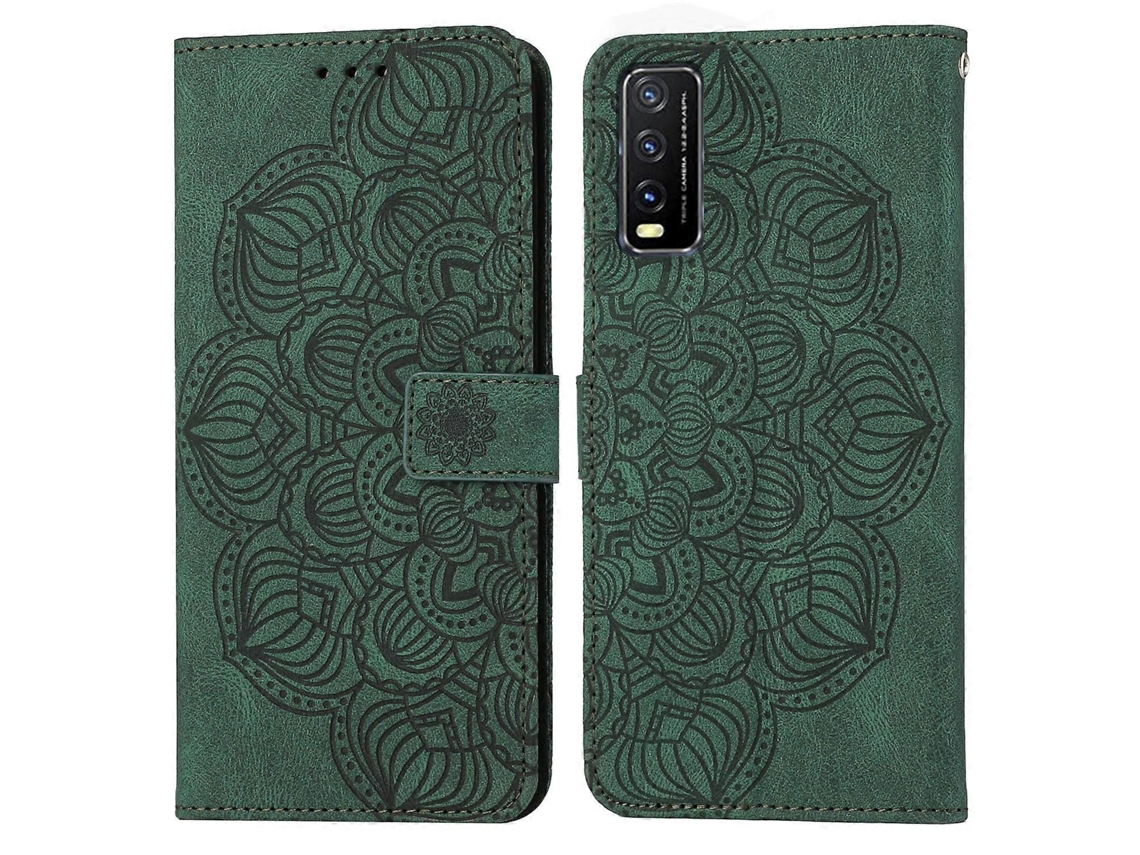 Capa De Couro Flip Com Estampa De Mandala Para Vivo Y20 / Y12s