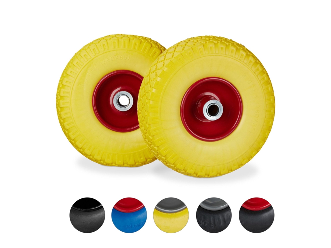 Conjunto Com 2 Rodas De Borracha Pu Para Carrinho De Mão