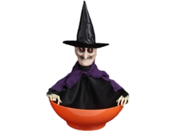 Tigela De Doces De Bruxa Gritando, Suporte Em Forma De Caveira, Halloween | Dispensador Assustador
