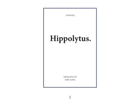 Livro Hippolytus De Euripides (inglês)