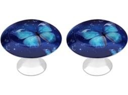 Puxadores Redondos Em Aço Inoxidável, Com Design De Borboleta Estrelada, Na Cor Azul, Com Desenho Circular E De