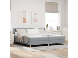 Vidaxl Cama Box Com Cabeceira Cinzento-claro 200 X 200 Cm Tecido