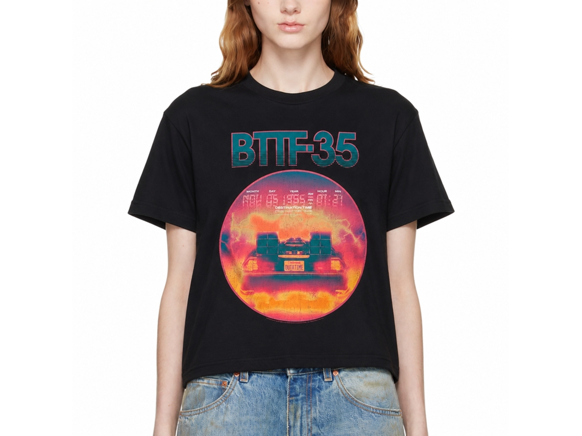 Rockinstone Back To The Future Movie 35 Neon Black Adult T-shirt Size:xxl