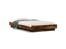 Estrutura Cama com Luzes Led Derivados Madeira Carvalho Fumado MAISON EXCLUSIVE