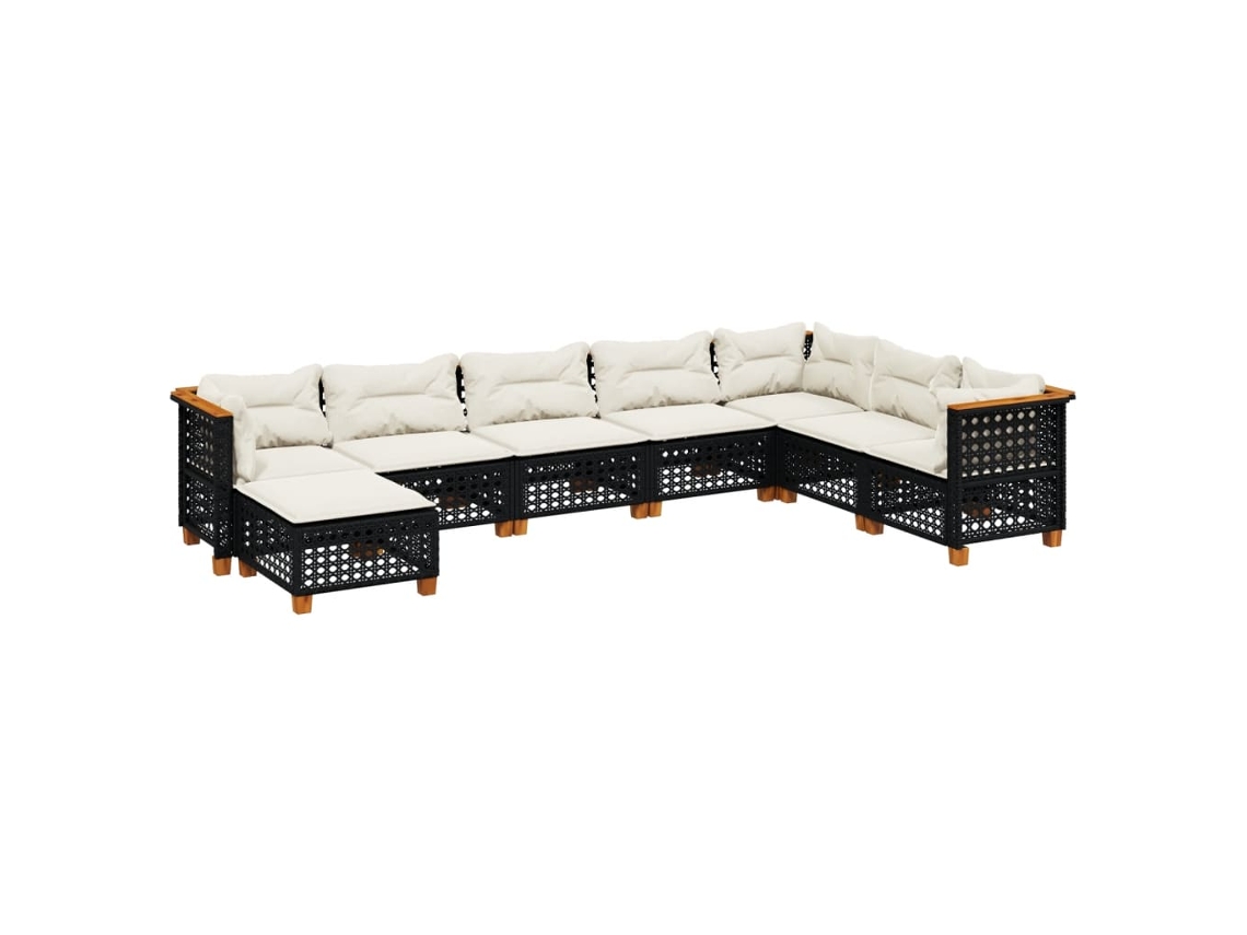 Maison Exclusive - 8 Pcs Conjunto Sofás De Jardim Com Almofadões Vime Pe Preto