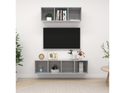 Vidaxl 2 Pcs Conjunto De Móveis De Tv Contraplacado Cinzento Cimento