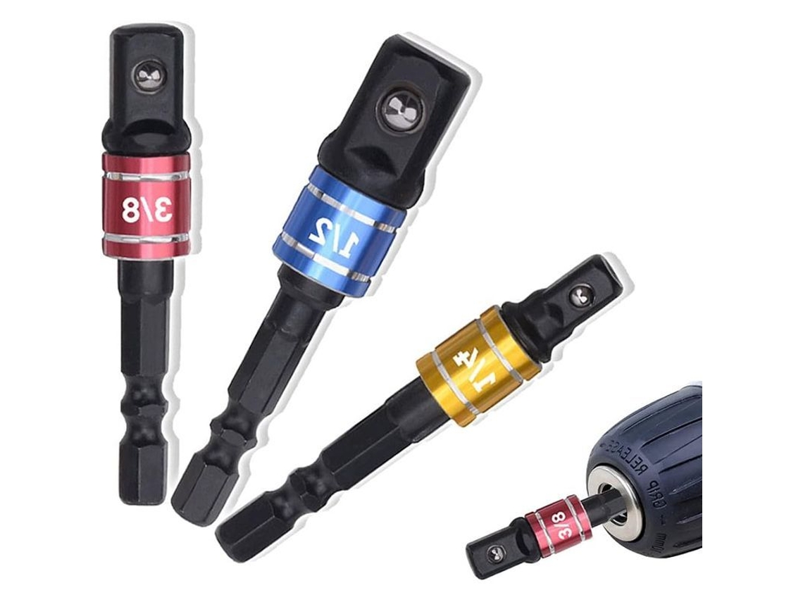 Kit De Adaptadores De Soquete 3 Peças Hex Para Quadrado Para Furadeiras E Chaves