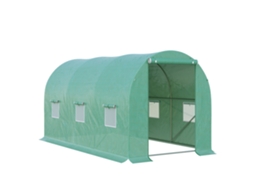 Estufa Arqueada, 6 Janelas De Malha, Folha Transparente, Estrutura Metálica, 3,95 X 1,95 X 1,90m, Verde Ch