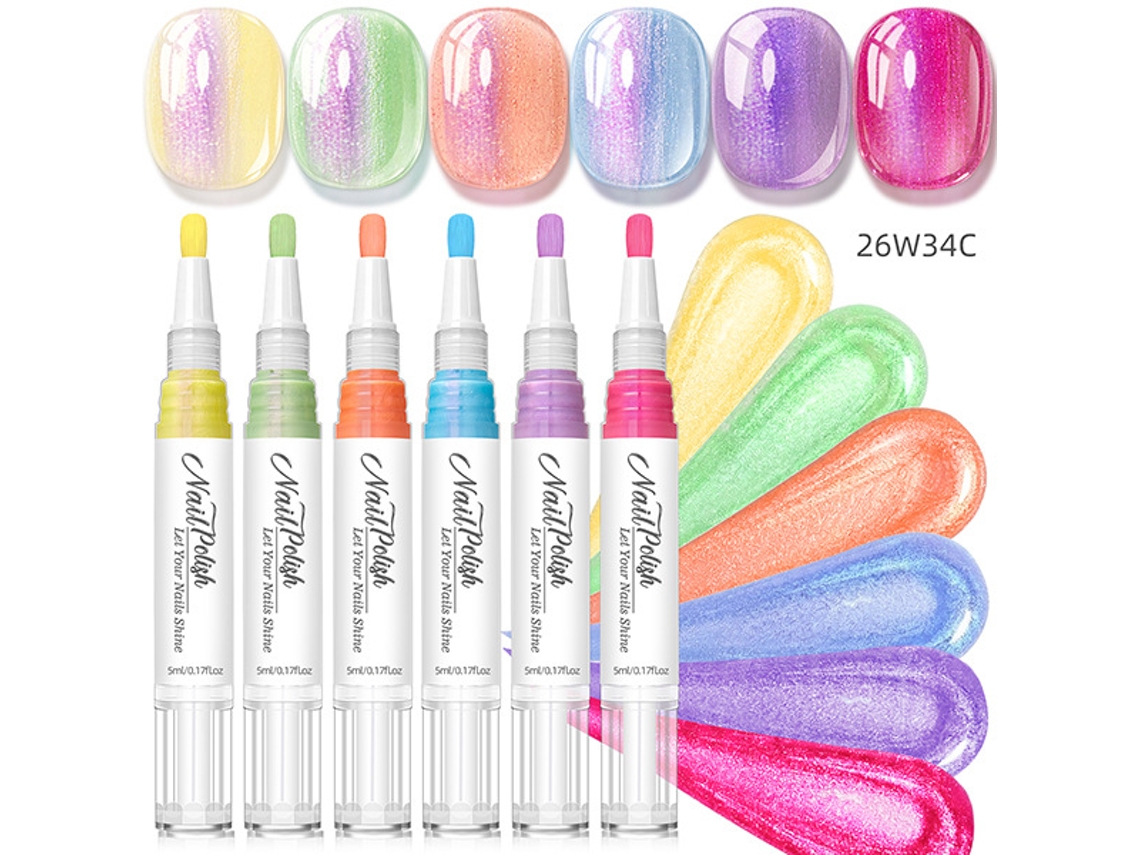 Canetas De Esmalte Aquático Com 6 Cores , Secagem Rápida E Sem Lâmpada Combinação C Panoona