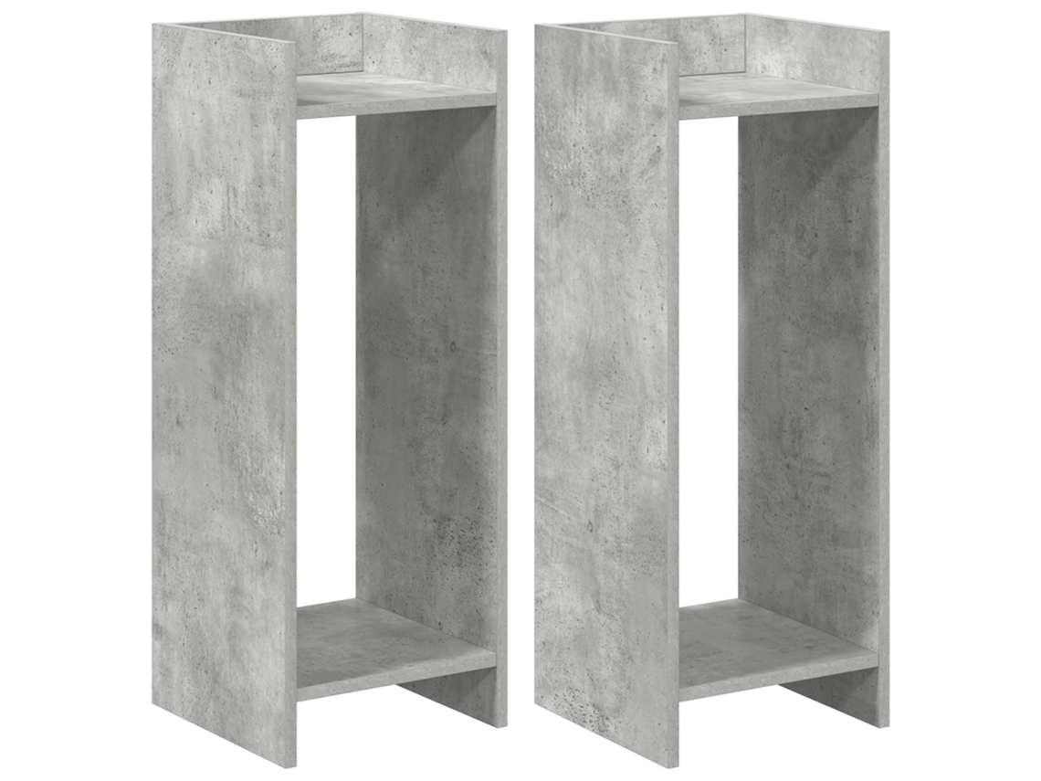 Conjunto 2 Suporte Para Plantas Vidaxl Cinzento Derivados De Madeira (30 X 30 X 80 Cm)