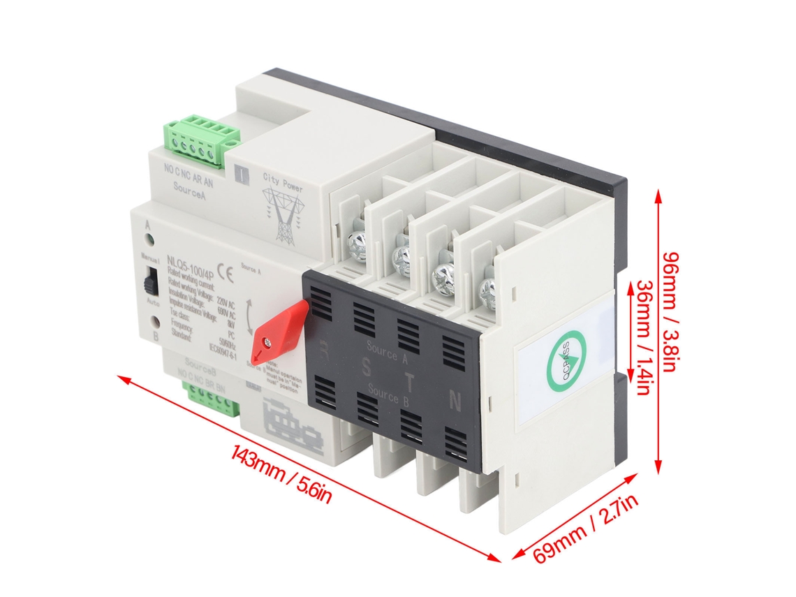 Laxiscreed Interruptor Automático De Transferência Ac220v 4p Para Dupla Alimentação