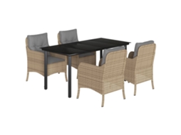 Garden Dining Set, Garden Dining Sets Vidaxl Bege Rattan / Vime (mesa Com 160 Cm De Comprimento)