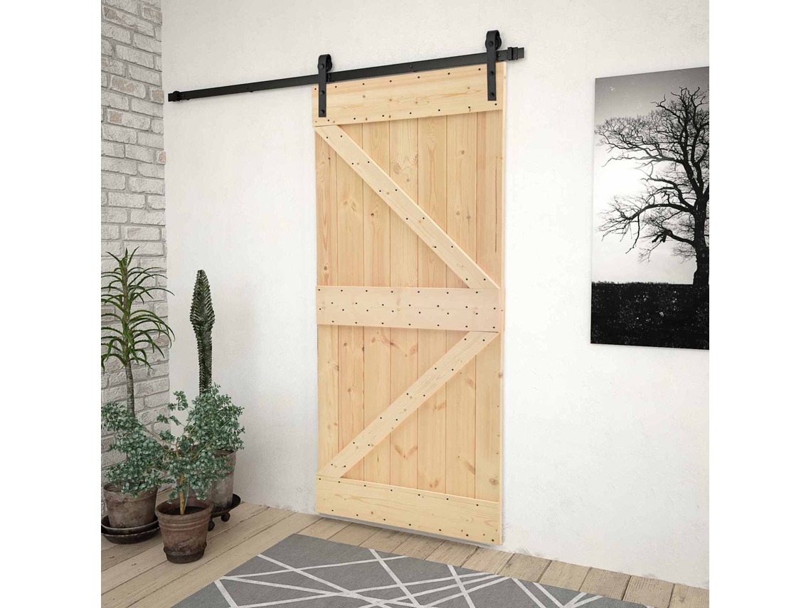 Vidaxl Porta Deslizante 90 X 210 Cm Madeira De Pinho Maciça