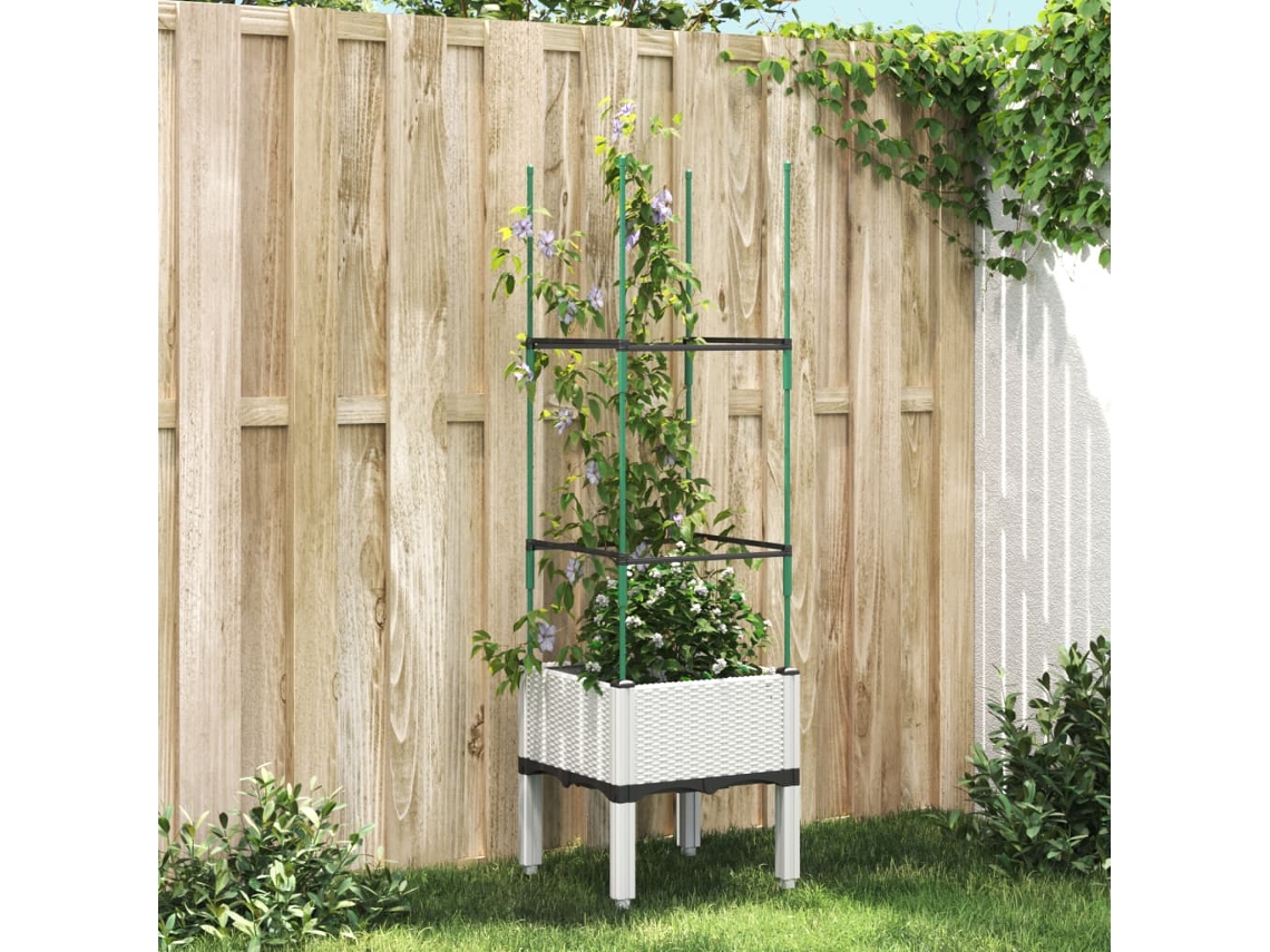 Vidaxl Vaso/floreira De Jardim C/ Treliça 40x40x142,5 Cm Pp Branco