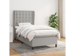 Vidaxl Cama Com Molas/colchão 100x200 Cm Tecido Cinzento-claro