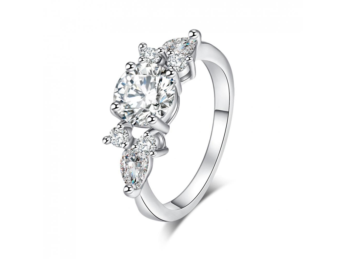 Anel Feminino De Cobre Com Zircônia Estilo Moderno