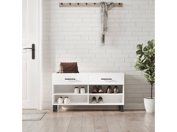 Vidaxl Banco Sapateira 102x35x55 Cm Derivados Madeira Branco Brilhante