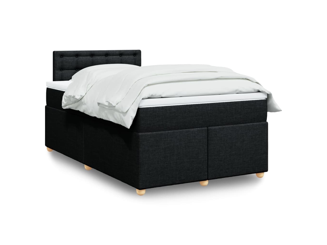 Cama Boxspring Com Colchão 120x190 Cm Tecido Preto