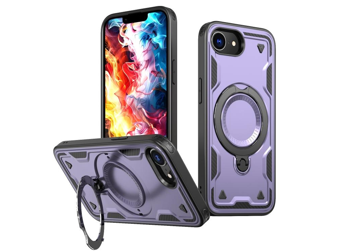Capa Armor Híbrida Pc Tpu Para Iphone 16e - Suporte De Anel Magsafe