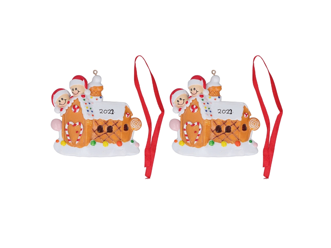 Conjunto de 2 Ornamentos de Natal em Resina Pintados À Mão para Decoração Natalícia LAXISCREED