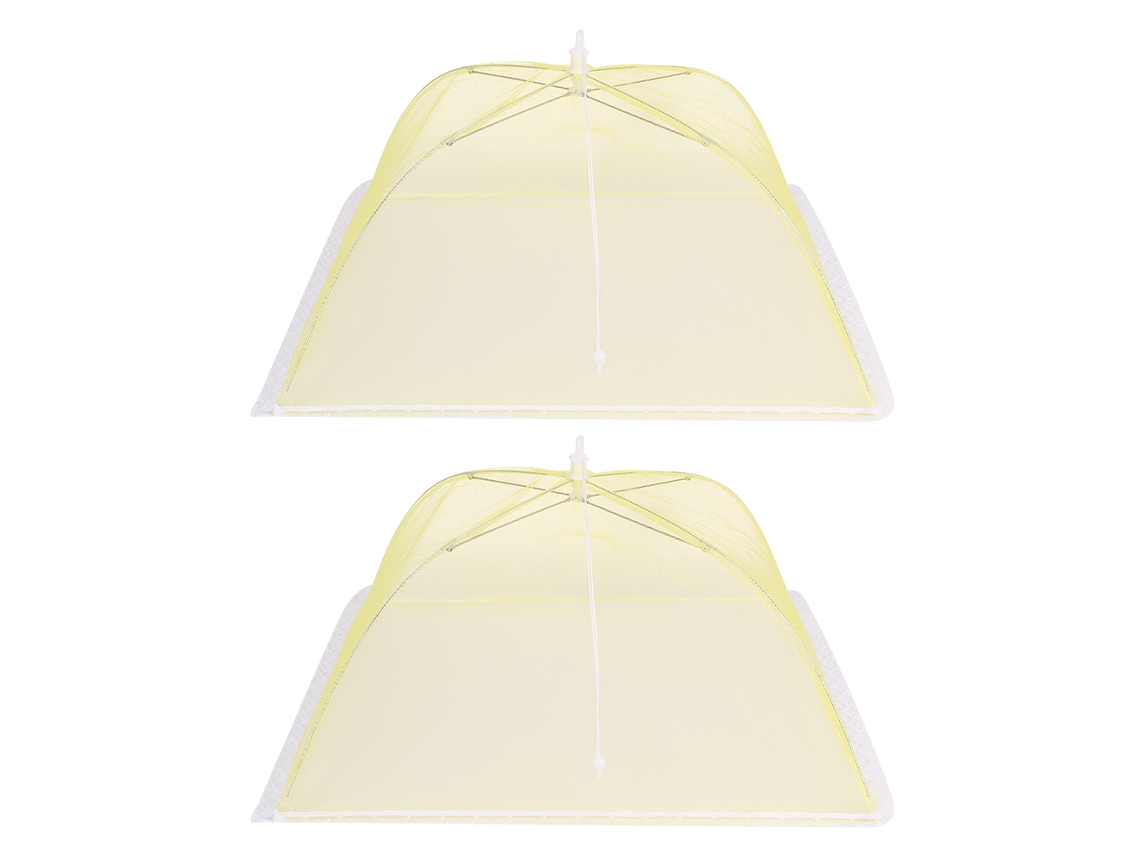 2pcs Capinha para Alimentos Malha Dobrável Lavável Amarela 43x43cm Cozinha