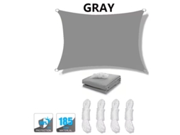Toldo Vela De Sombra Impermeável E Proteção Uv Com Cordas Para Jardim E Pátio,cinza/2x2m Gertiz