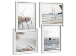 Composição De Quadros Motivos Minimalistas De Praia Espelharte (4 Peças)
