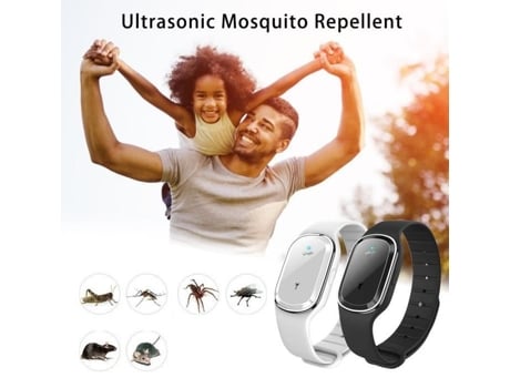 Pulseira repelente ultrassônica de mosquitos para exterior M1L - Repelente de mosquitos físico puro-ABS Silicone - Branco EXBON