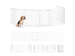 Parque para Cães Dobrável com 8 Painéis Porta com Fecho Duplo Barreira de Segurança para Escada Corredor Branco