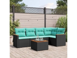 Vidaxl Conjunto De Sofá De Jardim Com 6 Peças E Almofadas Em Rattan Sintético Preto